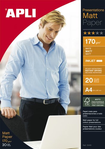Apli Papel Fotográfico Photo Matt A4 170g Blanco Mate Apli Papel Fotográfico Photo Matt A4 170g Blanco Mate