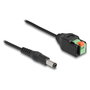 DeLOCK Cable adaptador de CC 2,1 x 5,5 mm a bloque de terminales de 2 pines con pulsador, 15 cm