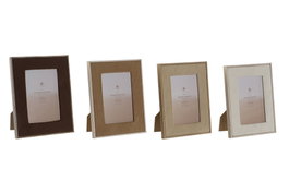 DKD Home Decor Pack de 4 Marcos para Fotos 10x15 Velvet con Cristal, Colores Surtidos
