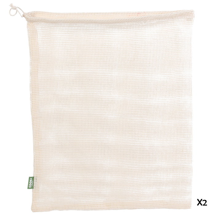 Cook Concept Juego de 2 Bolsas de Malla de Algodón Reutilizables para Frutas y Verduras