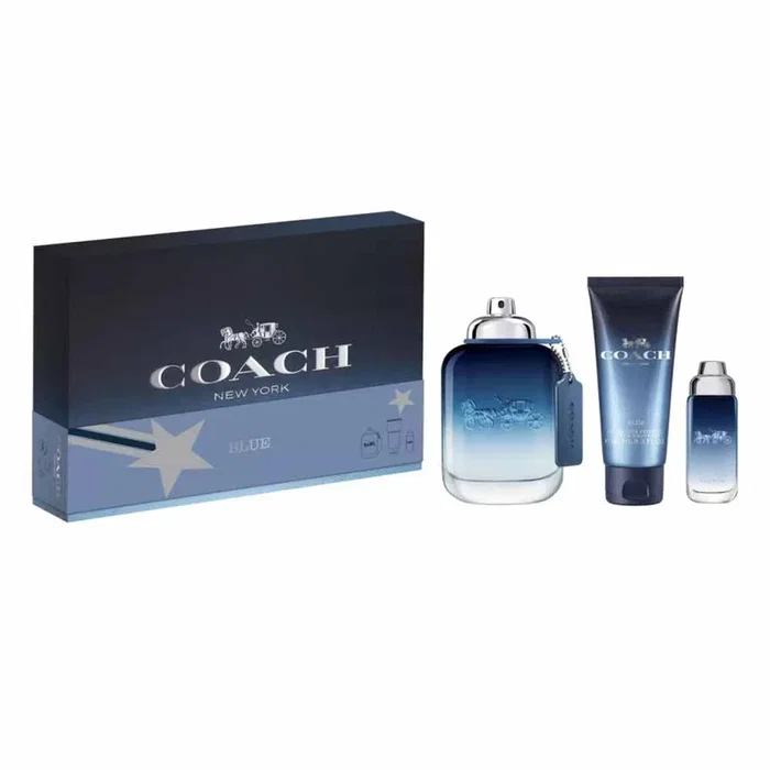 Coach Set Blue Eau De Toilette para hombre con gel de ducha y miniatura Coach Set Blue Eau De Toilette para hombre con gel de ducha y miniatura
