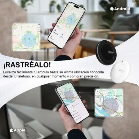 Leotec Localizador EasyTag Dual Negro Incluye Llavero Blanco