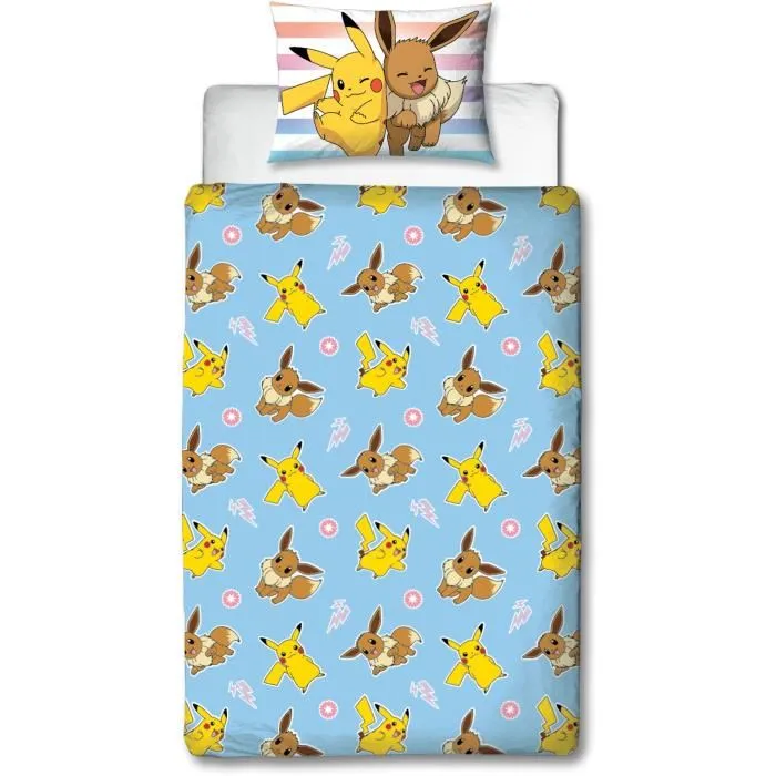 Pokemon Juego de Cama Reversible Pikachu y Eevee Microfibra Funda Nórdica 140x200 cm + Funda Almohada 63x63 cm Pokemon Juego de Cama Reversible Pikachu y Eevee Microfibra Funda Nórdica 140x200 cm + Funda Almohada 63x63 cm
