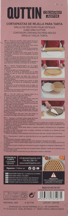 Quttin Cortador de Masa para Pastel Celosía Redondo 30.2 cm x 34 cm x 2 cm (6 Unidades)