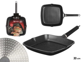 KINVARA Plancha asador 30 cm Negro acabado mármol