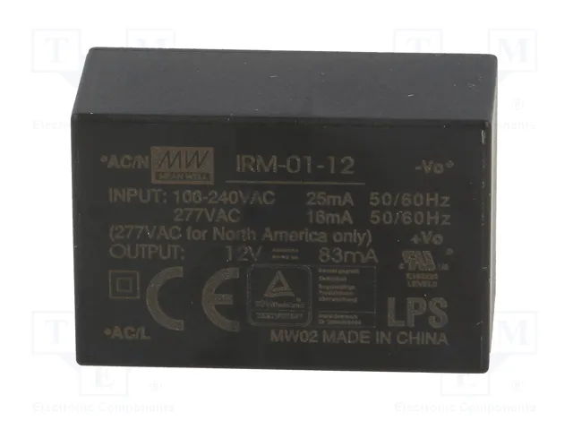 MEAN WELL Convertidor AC/DC 1W 12VDC IRM-01-12