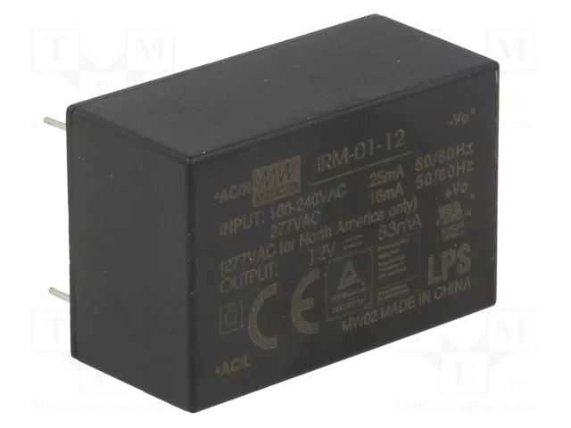 MEAN WELL Convertidor AC/DC 1W 12VDC IRM-01-12