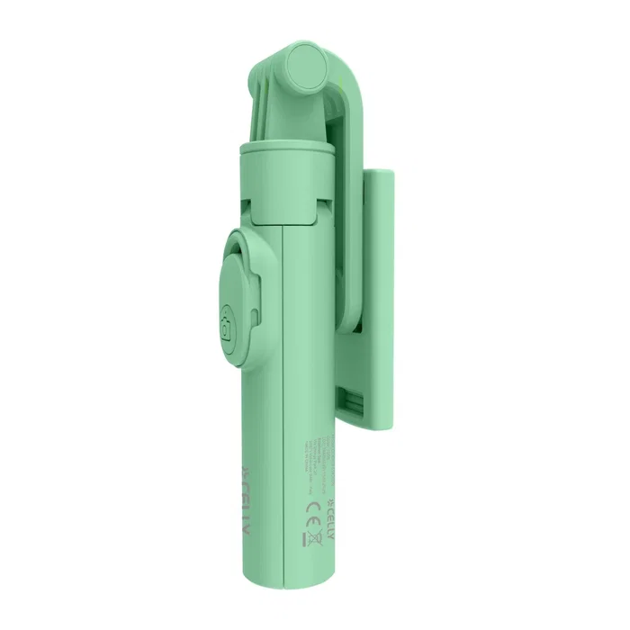 Celly CLICKSFSTICKGN Palo Selfie Inalámbrico Bluetooth con Trípode para Smartphone hasta 7", Telescópico, Mando a Distancia, Verde