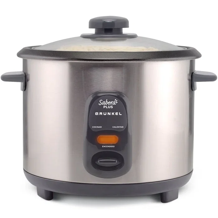 Grunkel RC-18L Arrocera con Capacidad 1.8 Litros, 700W, Acero Inoxidable, Función Mantener Caliente, Cuenco Antiadherente y Tapa de Cristal