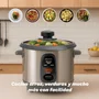 Grunkel RC-18L Arrocera con Capacidad 1.8 Litros, 700W, Acero Inoxidable, Función Mantener Caliente, Cuenco Antiadherente y Tapa de Cristal