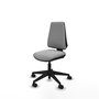 Silla de oficina Elche con mecanismo Contacto permanente básico tapizada con Similpiel color Gris claro. Equipada con Base piramidal negra, Sin brazos y Ruedas 65mm nailon