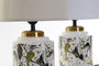 DKD Home Decor Lámpara Sobremesa Chic Blanco Beige Dorado Gres Algodón 25x42x25 cm (4 Unidades)