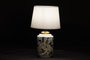 DKD Home Decor Lámpara Sobremesa Chic Blanco Beige Dorado Gres Algodón 25x42x25 cm (4 Unidades)