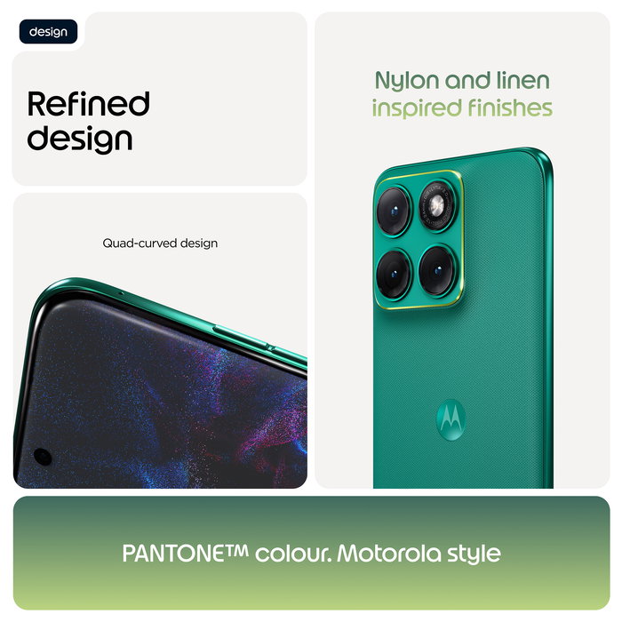 Motorola Edge 70 Fusion Smartphone 6.78" Extreme AMOLED 144Hz, Snapdragon 7s Gen 3, 8GB RAM 256GB, Cámara 50MP Sony LYTIA 710, 5200 mAh, 5G, Android 16.0, Color Verde Sport
