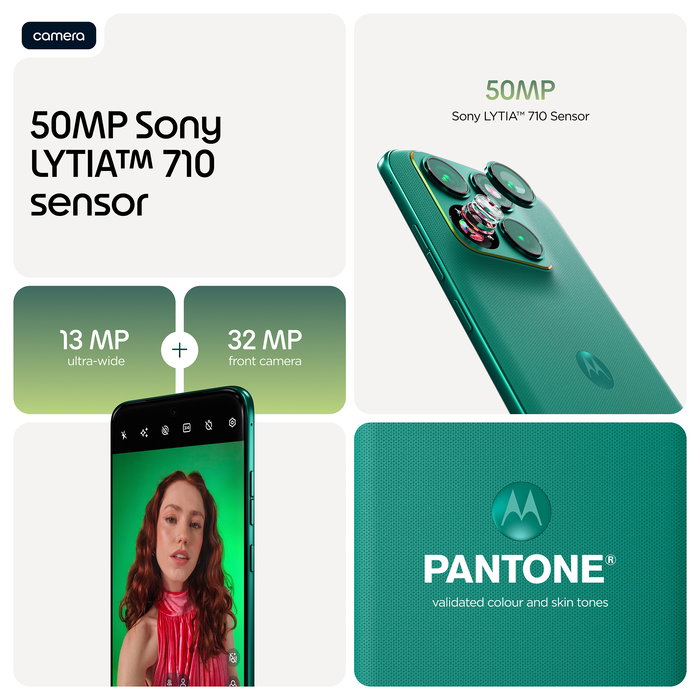 Motorola Edge 70 Fusion Smartphone 6.78" Extreme AMOLED 144Hz, Snapdragon 7s Gen 3, 8GB RAM 256GB, Cámara 50MP Sony LYTIA 710, 5200 mAh, 5G, Android 16.0, Color Verde Sport