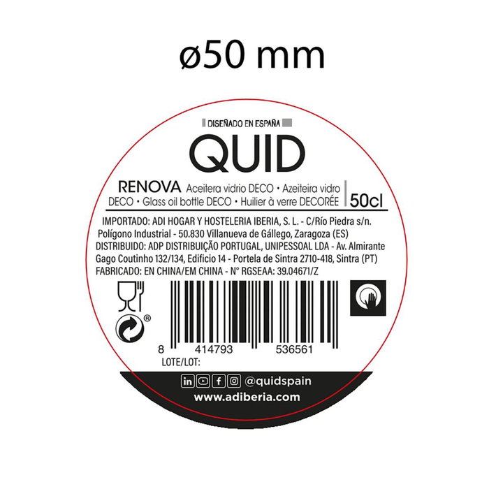 Aceitera Vidrio Renova Quid 0,5 L (24 Unidades)