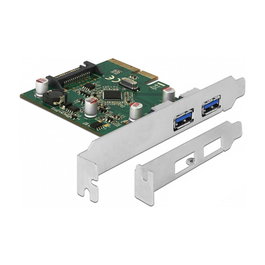 DeLOCK 90298 Tarjeta PCIe x4 a 2 Puertos USB 3.2 Gen 2 Tipo-A Externa, USB 3.2 Gen 1, PCIe 3.0, Controladora ASM3142, 10 Gbit/s, para Windows 10/7/8.1 y Linux