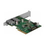 DeLOCK 90298 Tarjeta PCIe x4 a 2 Puertos USB 3.2 Gen 2 Tipo-A Externa, USB 3.2 Gen 1, PCIe 3.0, Controladora ASM3142, 10 Gbit/s, para Windows 10/7/8.1 y Linux