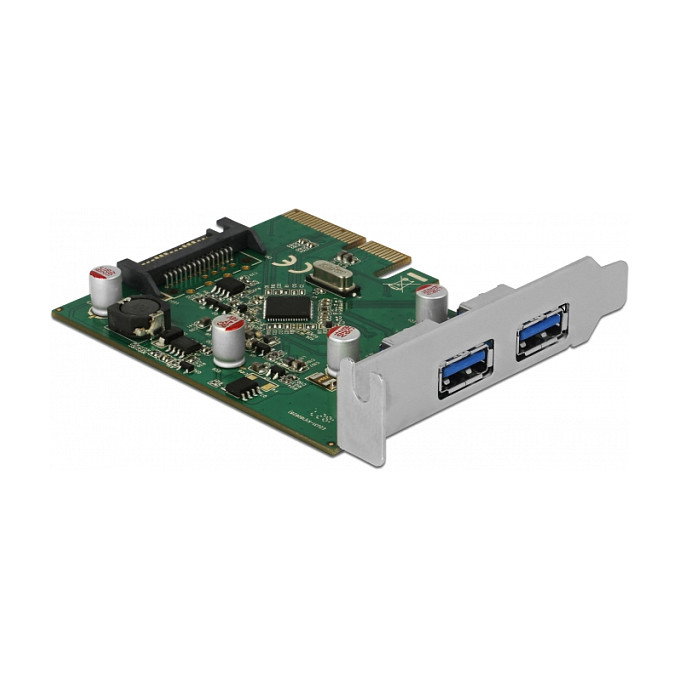 DeLOCK 90298 Tarjeta PCIe x4 a 2 Puertos USB 3.2 Gen 2 Tipo-A Externa, USB 3.2 Gen 1, PCIe 3.0, Controladora ASM3142, 10 Gbit/s, para Windows 10/7/8.1 y Linux