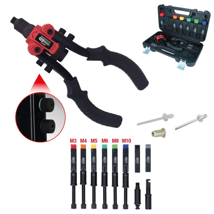 KS Tools Juego de alicates de remachar 3 en 1, 15 piezas KS Tools Juego de alicates de remachar 3 en 1, 15 piezas