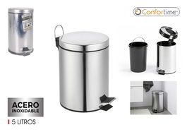 Confortime Cubo de Basura de Metal con Pedal 5 Litros - 20 cm de Ancho x 27.4 cm de Alto x 26 cm de Largo (6 Unidades)