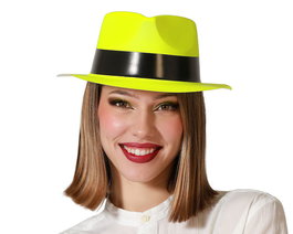 Sombrero Circo Amarillo Neón Mujer Adulto Ideal para Fiestas y Eventos Temáticos