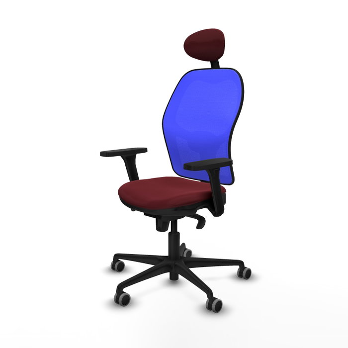 PIQUERAS Y CRESPO Silla de oficina Jorquera con mecanismo Sincro, Granate y Azul PIQUERAS Y CRESPO Silla de oficina Jorquera con mecanismo Sincro, Granate y Azul