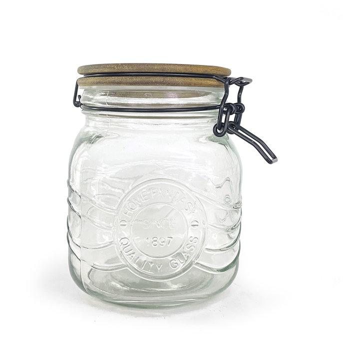 La Mediterranea Tarro de Vidrio con Tapa de Acacia, 1000 ml, 11,5 cm Ancho x 11,7 cm Largo x 14,9 cm Alto (24 Unidades) La Mediterranea Tarro de Vidrio con Tapa de Acacia, 1000 ml, 11,5 cm Ancho x 11,7 cm Largo x 14,9 cm Alto (24 Unidades)