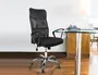 Q-connect Silla de Dirección Base Metal Respaldo Alto Regulable en Altura Piel y Malla Negro