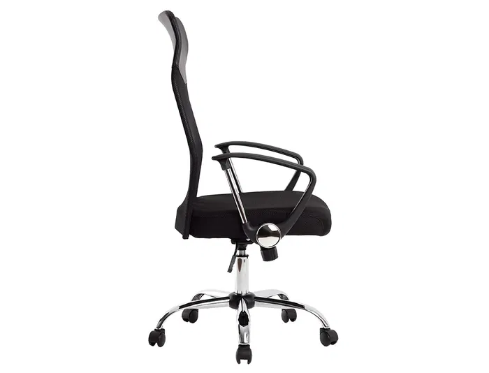 Q-connect Silla de Dirección Base Metal Respaldo Alto Regulable en Altura Piel y Malla Negro