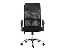 Q-connect Silla de Dirección Base Metal Respaldo Alto Regulable en Altura Piel y Malla Negro