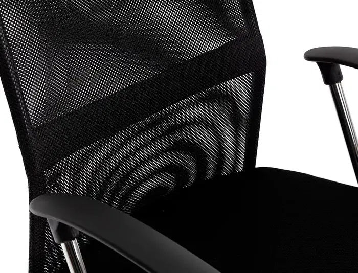 Q-connect Silla de Dirección Base Metal Respaldo Alto Regulable en Altura Piel y Malla Negro