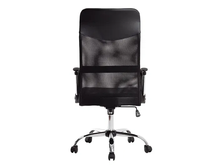 Q-connect Silla de Dirección Base Metal Respaldo Alto Regulable en Altura Piel y Malla Negro