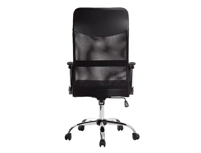 Q-connect Silla de Dirección Base Metal Respaldo Alto Regulable en Altura Piel y Malla Negro