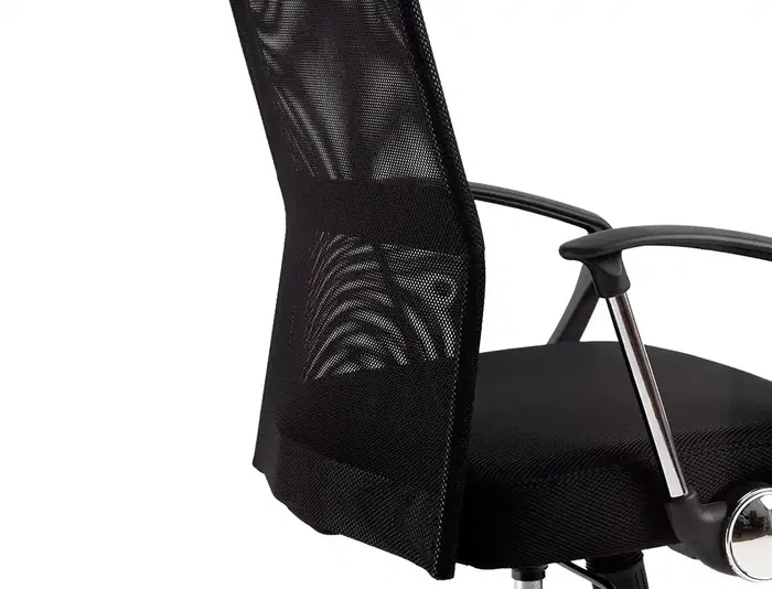 Q-connect Silla de Dirección Base Metal Respaldo Alto Regulable en Altura Piel y Malla Negro