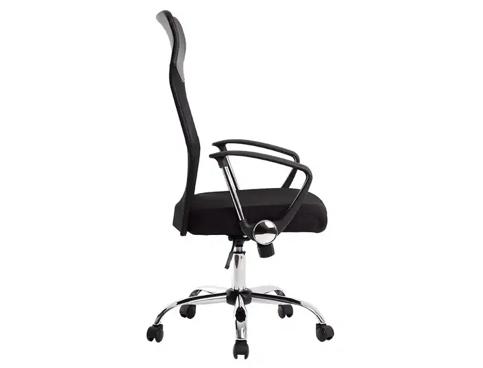 Q-connect Silla de Dirección Base Metal Respaldo Alto Regulable en Altura Piel y Malla Negro