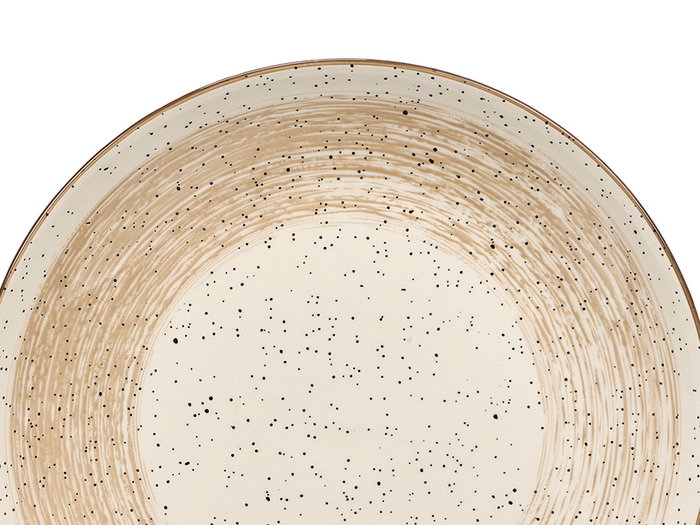 Vessia Plato Llano Patinado, Marrón y Blanco, 26 cm de Diámetro, Cerámica de Porcelana (Set de 24)