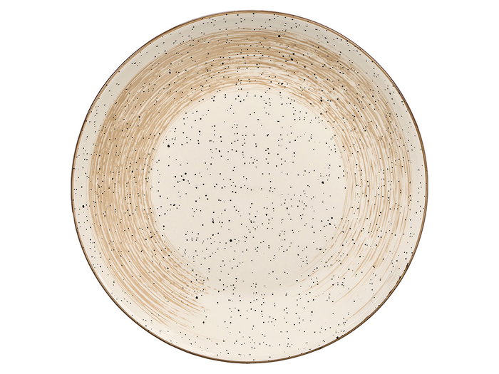 Vessia Plato Llano Patinado, Marrón y Blanco, 26 cm de Diámetro, Cerámica de Porcelana (Set de 24)