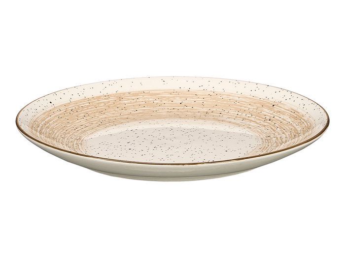 Vessia Plato Llano Patinado, Marrón y Blanco, 26 cm de Diámetro, Cerámica de Porcelana (Set de 24)