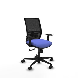 PIQUERAS Y CRESPO Silla de oficina Yunquera con mecanismo Sincro, Tela Azul claro y Malla Negro