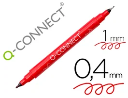 Q-connect Rotulador Marcador Permanente Doble Punta Color Rojo Trazo 0,4 mm y 1 mm Tinta Secado Instantáneo