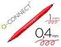 Q-connect Rotulador Marcador Permanente Doble Punta Color Rojo Trazo 0,4 mm y 1 mm Tinta Secado Instantáneo