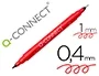 Q-connect Rotulador Marcador Permanente Doble Punta Color Rojo Trazo 0,4 mm y 1 mm Tinta Secado Instantáneo