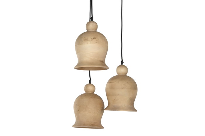DKD Home Decor Set de 3 Lámparas de Techo de Mango Negro y Natural 38x38x110 cm