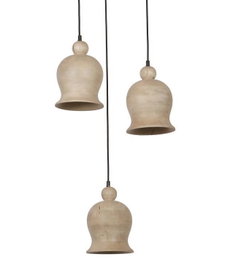 DKD Home Decor Set de 3 Lámparas de Techo de Mango Negro y Natural 38x38x110 cm