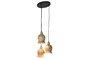 DKD Home Decor Set de 3 Lámparas de Techo de Mango Negro y Natural 38x38x110 cm