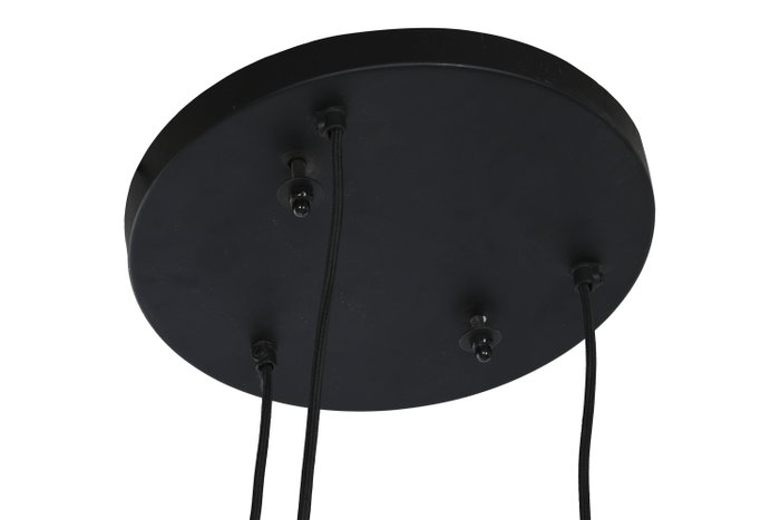 DKD Home Decor Set de 3 Lámparas de Techo de Mango Negro y Natural 38x38x110 cm