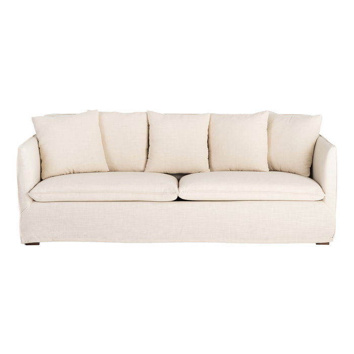 Sofá Beige Tejido Salón 215 X 92 X 78 cm Sofá Beige Tejido Salón 215 X 92 X 78 cm