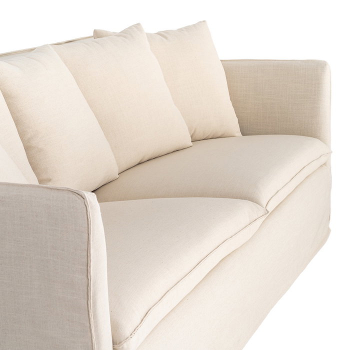 Sofá Beige Tejido Salón 215 X 92 X 78 cm Sofá Beige Tejido Salón 215 X 92 X 78 cm