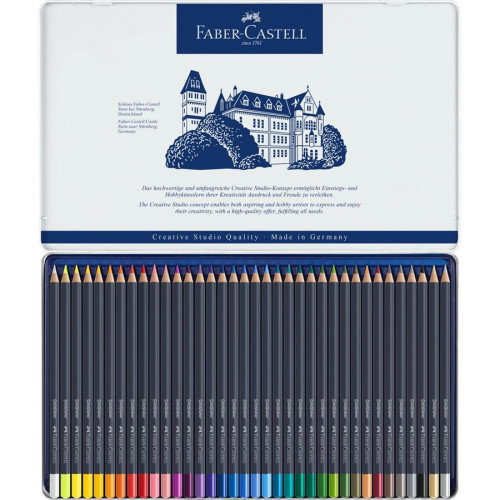 FABER-CASTELL Goldfaber Aqua Lápices de Colores con Estuche de Metal, 36 Piezas